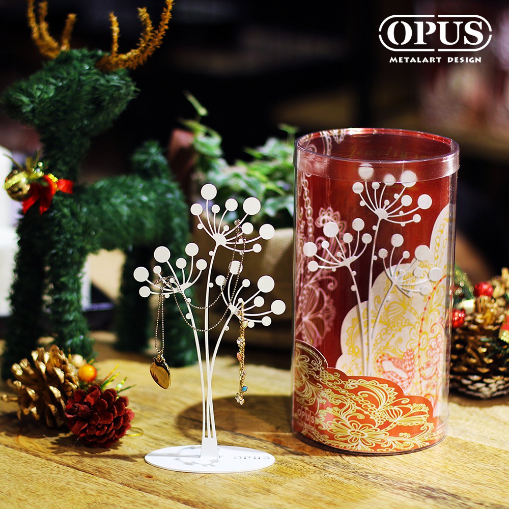 OPUS 歐式鐵藝 蒲公英飾品架 (優雅白) 金屬首飾座 戒指項鍊架 吊飾收納擺飾 聖誕 交換 禮物 PI-fl04W