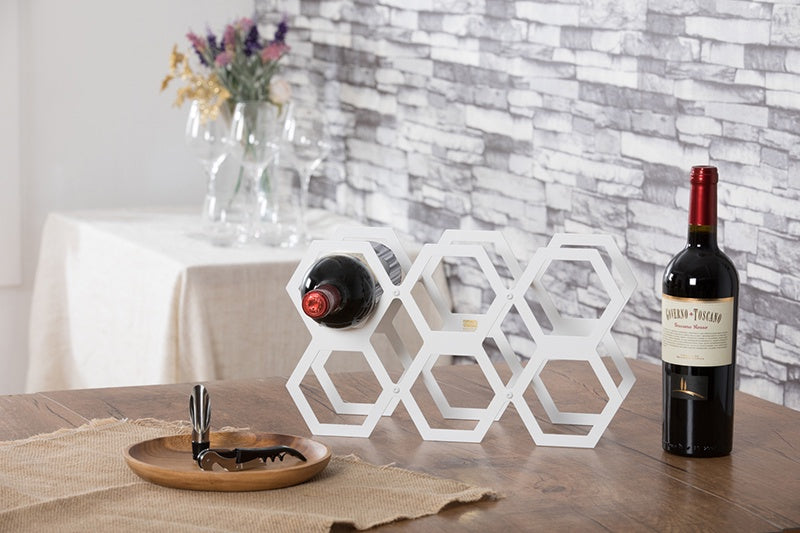 歐式鐵藝《風潮酒架》優雅白 酒瓶展示架收納架 香檳酒托 節慶喬遷入厝 新春年節送禮【OPUS東齊金工】WR-be08W