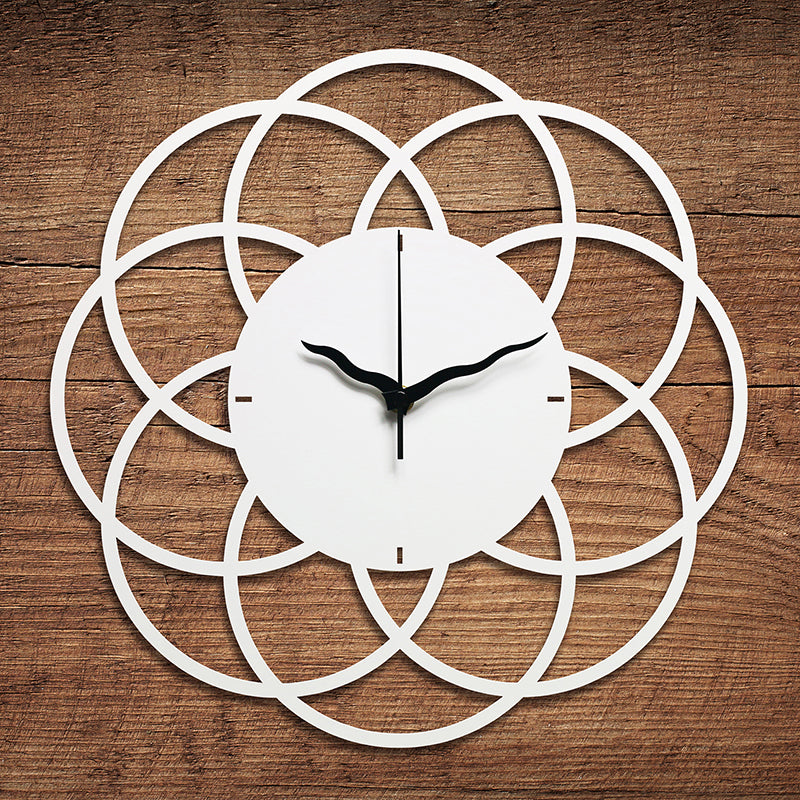 歐式鐵藝花朵時鐘《綻放-山茶花-優雅白》 裝飾藝術掛鐘 餐廳客廳臥室牆掛鐘 靜音壁鐘【OPUS東齊金工】CL-fl16W