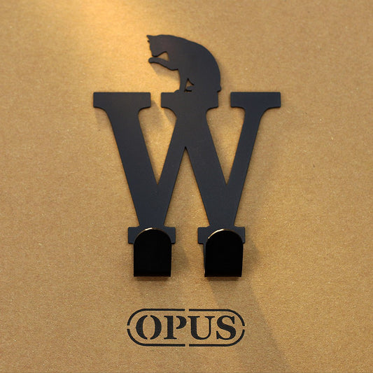 當貓咪遇上字母W 《經典黑》壁飾掛勾 無痕掛鉤 居家收納【OPUS東齊金工】HO-ca10-W(B)