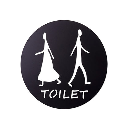 歐式鐵藝-廁所標示牌-圓形款TOILET《邂逅_鏤空黑》 戶外WC 洗手間指示牌【OPUS東齊金工】SB-to02B