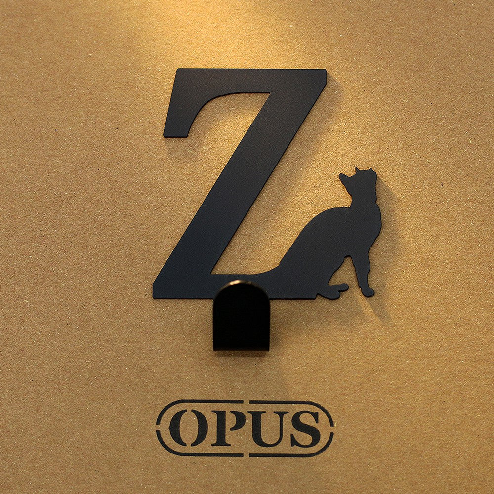 當貓咪遇上字母Z 《經典黑》壁飾掛勾 無痕掛鉤 居家收納【OPUS東齊金工】HO-ca10-Z(B)