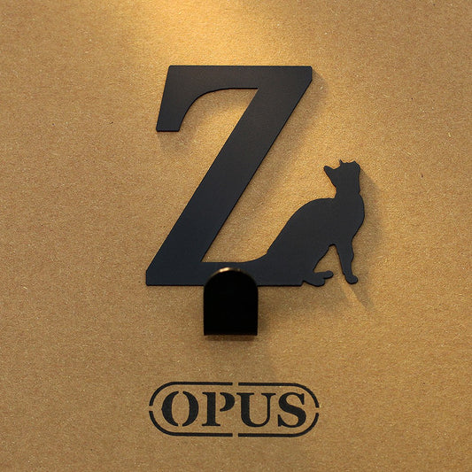 當貓咪遇上字母Z 《經典黑》壁飾掛勾 無痕掛鉤 居家收納【OPUS東齊金工】HO-ca10-Z(B)