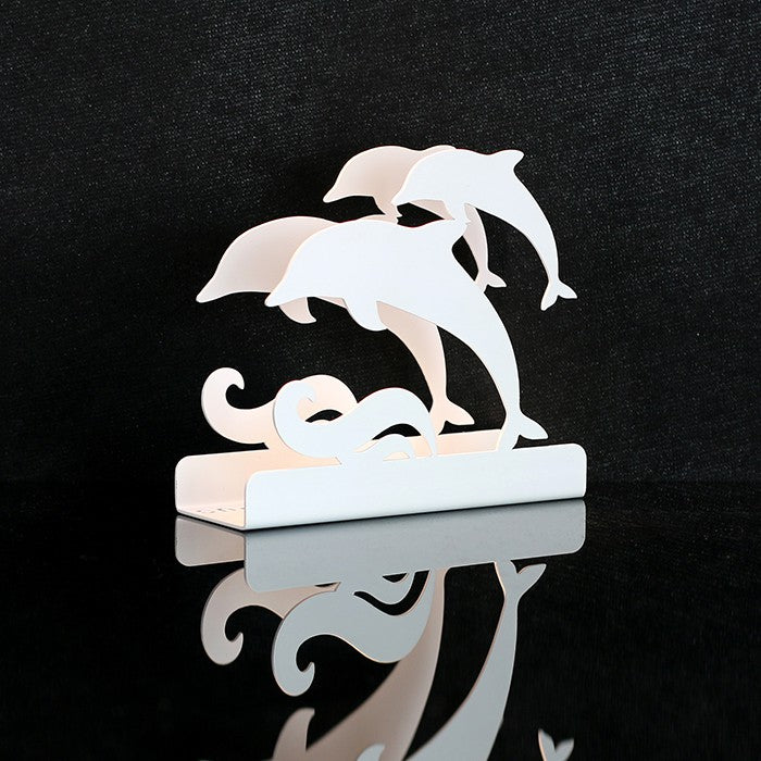 歐式鐵藝信件架《躍動水舞-優雅白》桌面收納 海豚造型擺飾 辦公用品 畢業紀念禮物 OPUS東齊金工 LE-de08W