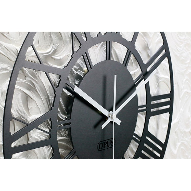 歐式鐵藝時鐘《羅馬數字-經典黑》 裝飾藝術掛鐘 餐廳客廳臥室壁掛壁飾 靜音壁鐘鐘錶【OPUS東齊金工】CL-ro02B