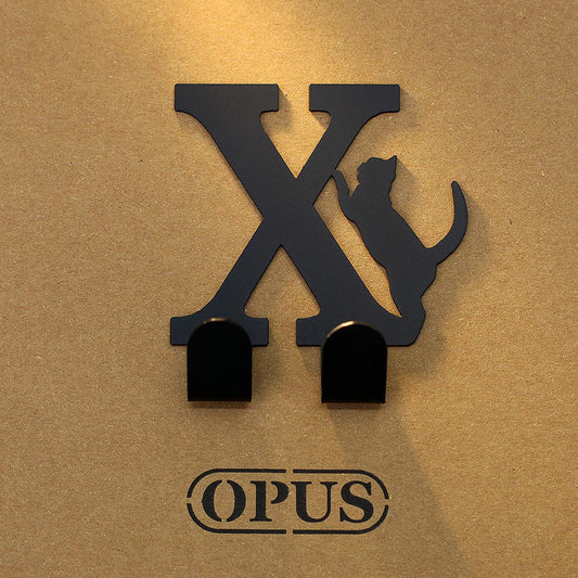 當貓咪遇上字母X 《經典黑》壁飾掛勾 動物造型無痕掛鉤 【OPUS東齊金工】HO-ca10-X(B)