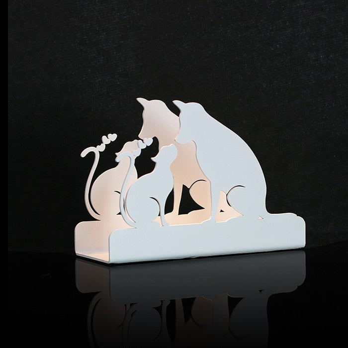 歐式鐵藝信件架《寵愛-優雅白》桌面口罩收納架 貓狗寵物造型擺飾 置物架 生日情人禮物 OPUS東齊金工 LE-do06W