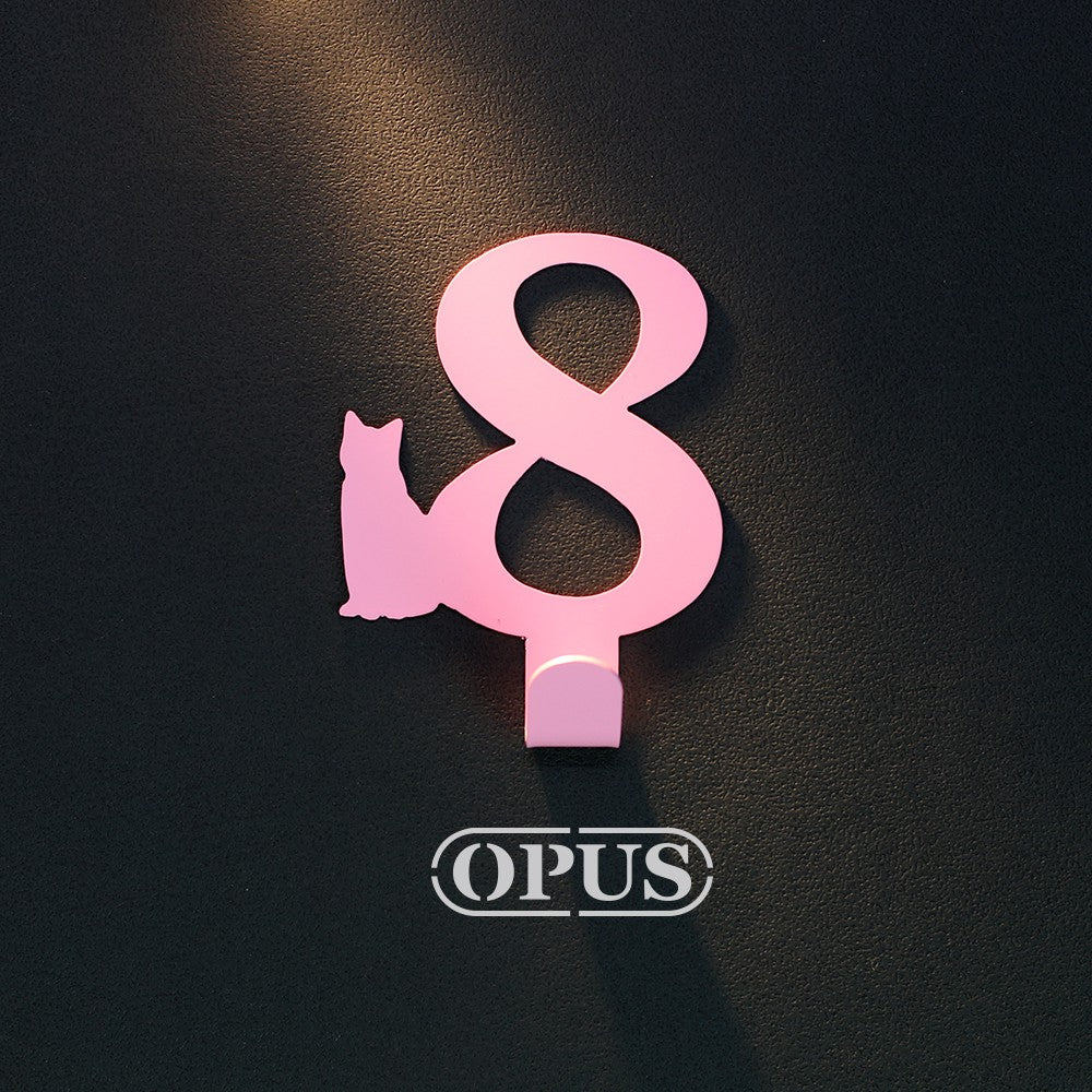 【OPUS東齊金工】當貓咪遇上數字8《質感粉》壁飾掛勾HO-Nb12-8(P)