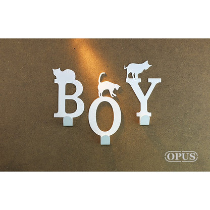 當貓咪遇上字母K《優雅白》壁飾掛勾 造型無痕掛鉤 居家收納 聖誕交換禮【OPUS東齊金工】HO-ca10-K(W)